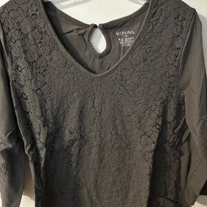 Merona Women's grey Lace Overlay Long Sleeve Top